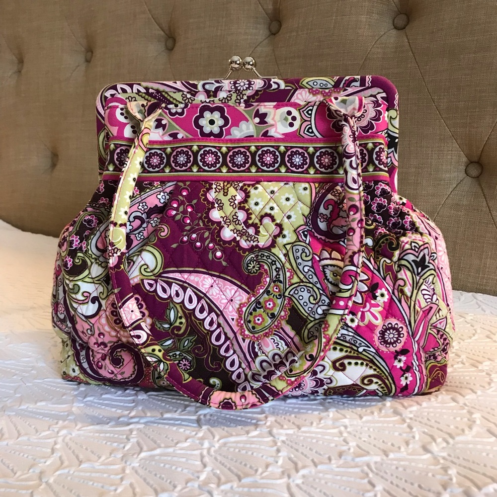 Vera Bradley Very Berry Paisley Kiss Lock Shoulder Bag